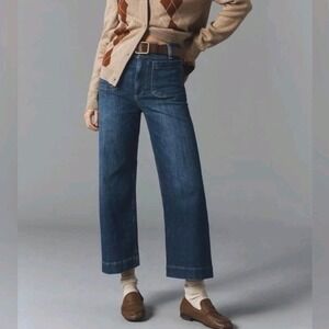Anthropologie Maeve The Colette Crop High Rise Wide Leg Jeans Blue Women's 16W